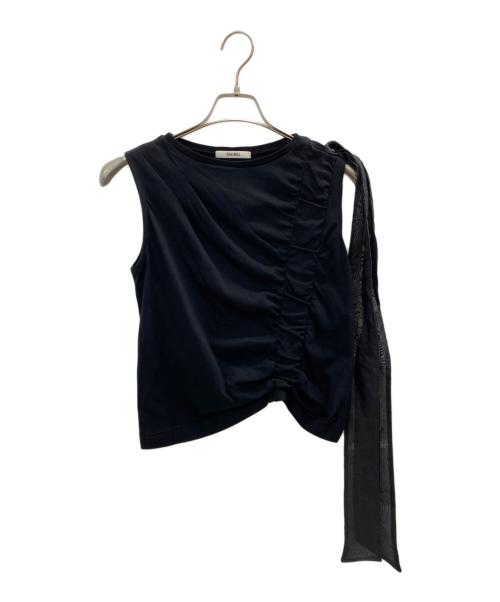 Snidel（スナイデル）Snidel (スナイデル) 24SSベロアリボンギャザーカットプルオーバー ブラック サイズ:1の古着・服飾アイテム