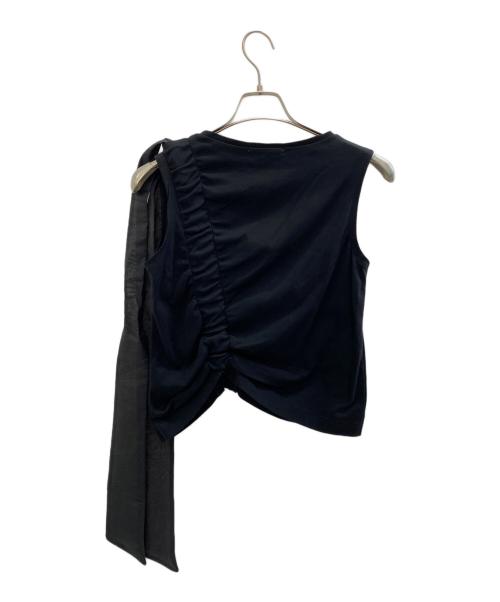 Snidel（スナイデル）Snidel (スナイデル) 24SSベロアリボンギャザーカットプルオーバー ブラック サイズ:1の古着・服飾アイテム