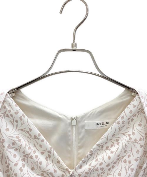HER LIP TO（ハーリップトゥ）HER LIP TO (ハーリップトゥ) 花柄半袖ワンピース アイボリー サイズ:Sの古着・服飾アイテム