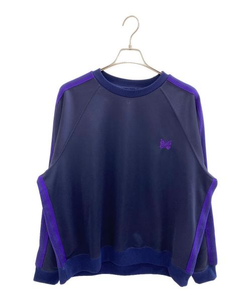 Needles（ニードルズ）Needles (ニードルズ) 23AW Track Crew Neck Shirt - Poly Smooth ネイビー×パープル サイズ:Lの古着・服飾アイテム