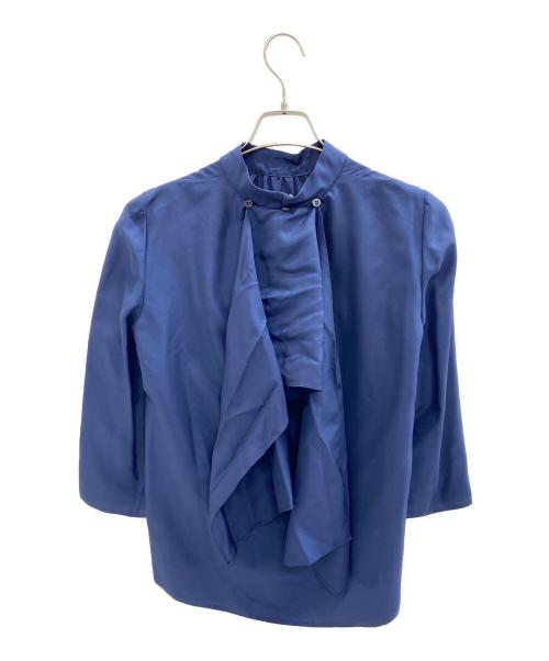 PRADA（プラダ）PRADA (プラダ) ボウタイシルクブラウス ブルー サイズ:42の古着・服飾アイテム