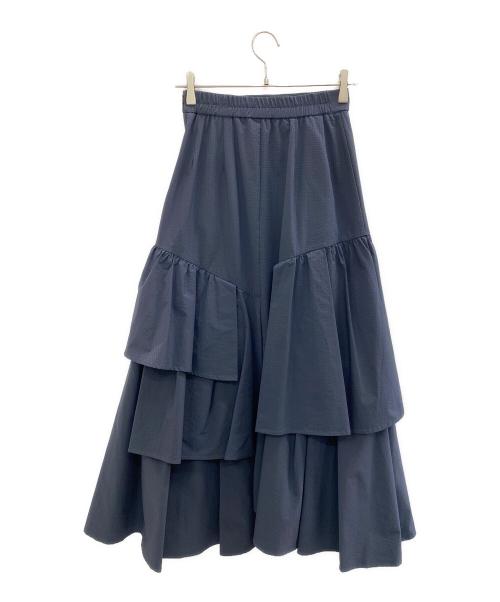 COCODEAL（ココディール）COCODEAL (ココディール) サッカーストライプアシメペプラムスカート ネイビー サイズ:2の古着・服飾アイテム
