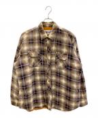 GRIZZLYグリズリー）の古着「中綿チェックネルシャツ」｜ブラウン
