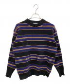 FREAK'S STOREフリークスストア）の古着「ワイドボーダークルーネックニット」｜ブラック×ネイビー