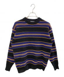 FREAK'S STORE（フリークスストア）の古着「ワイドボーダークルーネックニット」｜ブラック×ネイビー