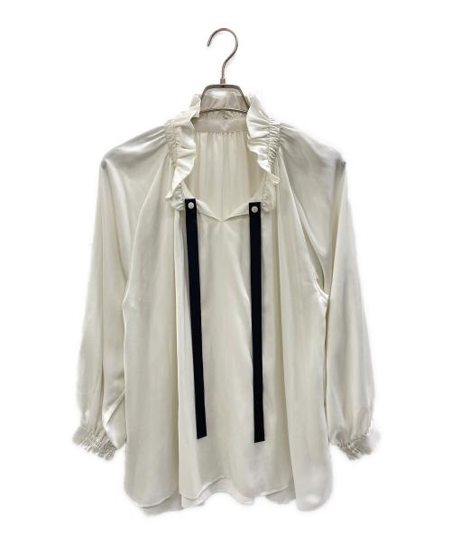 TO BE CHIC（トゥービーシック）TO BE CHIC (トゥービーシック) サテンリボンブラウス ホワイト サイズ:L (40)の古着・服飾アイテム