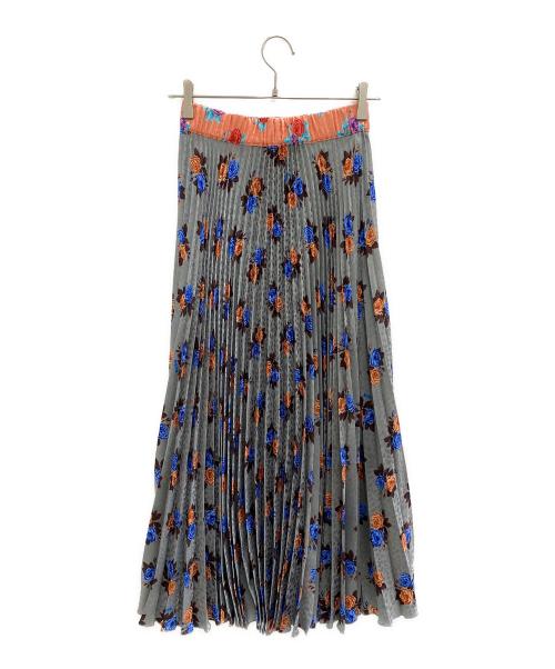 MSGM（エムエスジーエム）MSGM (エムエスジーエム) プリーツスカート グレー×グリーン サイズ:38の古着・服飾アイテム