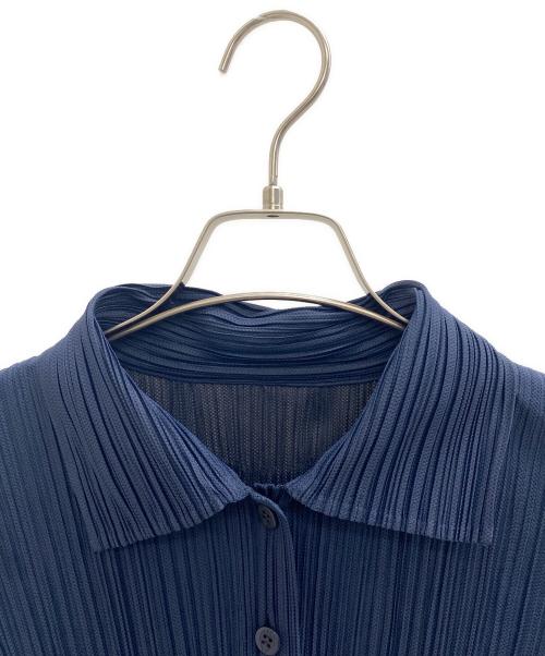 PLEATS PLEASE（プリーツプリーズ）PLEATS PLEASE (プリーツプリーズ) チュニック丈半袖プリーツブラウス ネイビー サイズ:4の古着・服飾アイテム