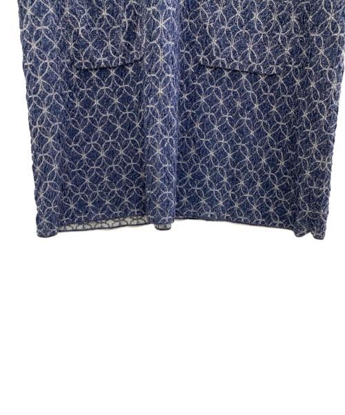 CHANEL（シャネル）CHANEL (シャネル) ラメニット5分袖ワンピース ネイビー×グレー サイズ:44の古着・服飾アイテム