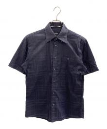 BURBERRY BLACK LABEL（バーバリーブラックレーベル）の古着「半袖チェックシャツ」｜ブラック