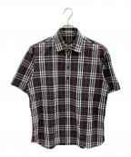 BURBERRY BLACK LABELバーバリーブラックレーベル）の古着「半袖プルオーバーシャツ」｜レッド×ブラック