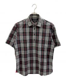BURBERRY BLACK LABEL（バーバリーブラックレーベル）の古着「半袖プルオーバーシャツ」｜レッド×ブラック