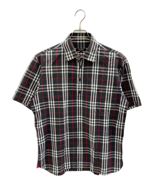 BURBERRY BLACK LABEL（バーバリーブラックレーベル）BURBERRY BLACK LABEL (バーバリーブラックレーベル) 半袖プルオーバーシャツ レッド×ブラック サイズ:3の古着・服飾アイテム
