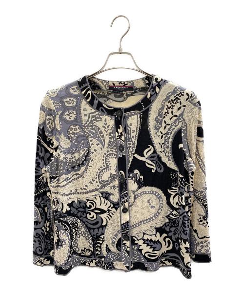 LEONARD FASHION（レオナールファッション）LEONARD FASHION (レオナールファッション) ノーカラージャケット ブラック×ベージュ サイズ:Lの古着・服飾アイテム