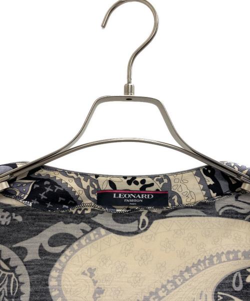 LEONARD FASHION（レオナールファッション）LEONARD FASHION (レオナールファッション) ノーカラージャケット ブラック×ベージュ サイズ:Lの古着・服飾アイテム
