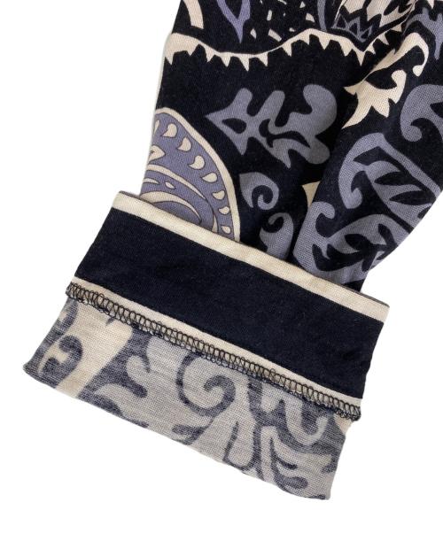 LEONARD FASHION（レオナールファッション）LEONARD FASHION (レオナールファッション) ノーカラージャケット ブラック×ベージュ サイズ:Lの古着・服飾アイテム
