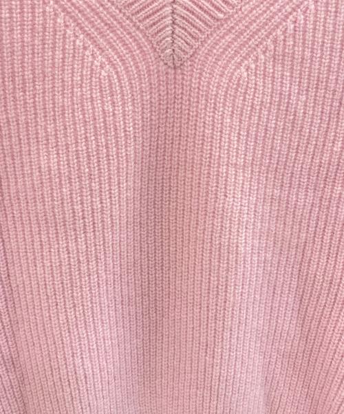 Curensology（カレンソロジー）Curensology (カレンソロジー) ウールカシミヤステッチVネックプルオーバー ピンク サイズ:Freeの古着・服飾アイテム