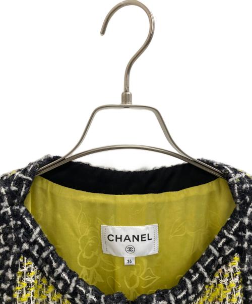 CHANEL（シャネル）CHANEL (シャネル) ツイードワンピース イエロー×ブラック サイズ:S (36)の古着・服飾アイテム