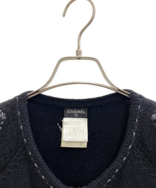 CHANEL（シャネル）CHANEL (シャネル) ステッチワーク・ジップカーディガン ブラック サイズ:L (42)の古着・服飾アイテム