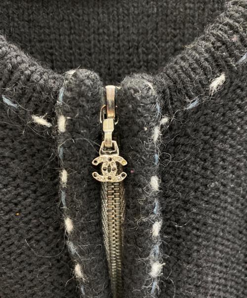 CHANEL（シャネル）CHANEL (シャネル) ステッチワーク・ジップカーディガン ブラック サイズ:L (42)の古着・服飾アイテム