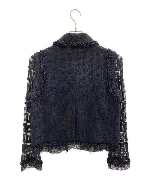 CHANEL（シャネル）CHANEL (シャネル) ツイードレーススリーブジャケット ブラック サイズ:M (40)の古着・服飾アイテム
