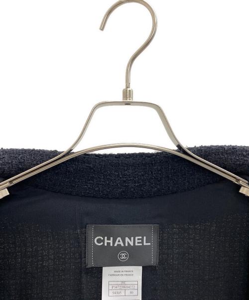 CHANEL（シャネル）CHANEL (シャネル) ツイードレーススリーブジャケット ブラック サイズ:M (40)の古着・服飾アイテム