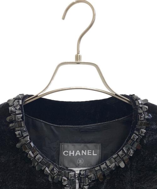 CHANEL（シャネル）CHANEL (シャネル) ベロアジャケット ブラック サイズ:L (42)の古着・服飾アイテム