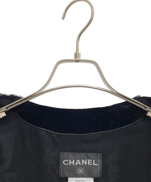 CHANEL（シャネル）CHANEL (シャネル) ベロアジャケット ブラック サイズ:L (42)の古着・服飾アイテム