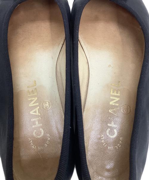 CHANEL（シャネル）CHANEL (シャネル) バレリーナココマークフラットリボンパンプス ブラック サイズ:37の古着・服飾アイテム