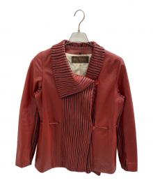 BALMAIN PARIS（バルマンパリ）の古着「90's ストライプ・ラムレザージャケット」｜レッド