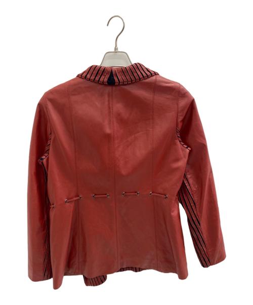BALMAIN PARIS（バルマンパリ）BALMAIN Paris (バルマンパリ) 90's ストライプ・ラムレザージャケット レッド サイズ:11号の古着・服飾アイテム