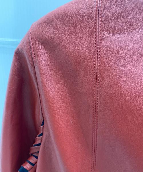 BALMAIN PARIS（バルマンパリ）BALMAIN Paris (バルマンパリ) 90's ストライプ・ラムレザージャケット レッド サイズ:11号の古着・服飾アイテム