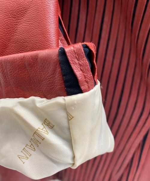 BALMAIN PARIS（バルマンパリ）BALMAIN Paris (バルマンパリ) 90's ストライプ・ラムレザージャケット レッド サイズ:11号の古着・服飾アイテム