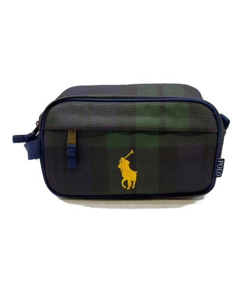POLO RALPH LAUREN（ポロ・ラルフローレン）POLO RALPH LAUREN (ポロ・ラルフローレン) クラッチバッグ ネイビー×グリーンの古着・服飾アイテム