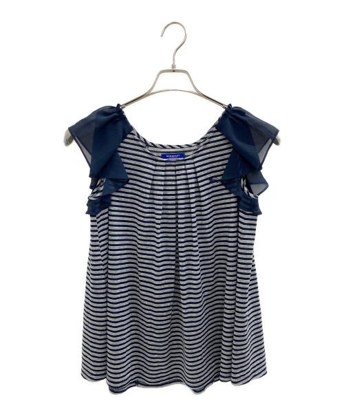 BURBERRY BLUE LABEL（バーバリー ブルー レーベル）BURBERRY BLUE LABEL (バーバリー ブルー レーベル) ノースリーブカットソー グレー×ネイビー サイズ:M (38)の古着・服飾アイテム