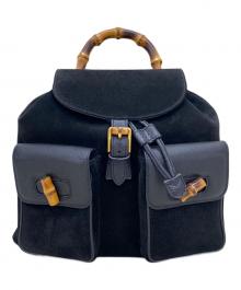 GUCCI（グッチ）の古着「スウェードレザーコンビバンブーリュック」｜ブラック