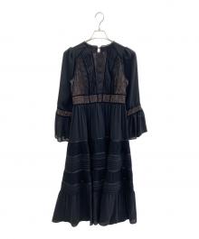 HER LIP TO（ハーリップトゥ）の古着「Social Lace Trimmed Dress」｜ブラック