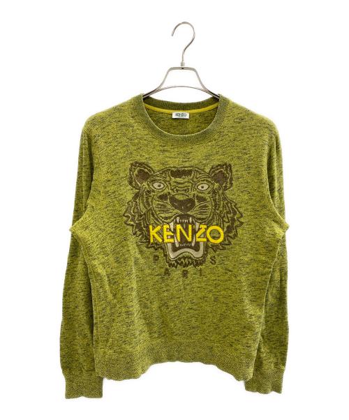KENZO（ケンゾー）KENZO (ケンゾー) タイガープリント クルーネック スウェット 黄緑 サイズ:Mの古着・服飾アイテム