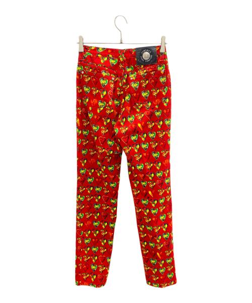VERSACE（ヴェルサーチ）VERSACE (ヴェルサーチ) 00's ハートプリント ツイルパンツ レッド サイズ:W28の古着・服飾アイテム