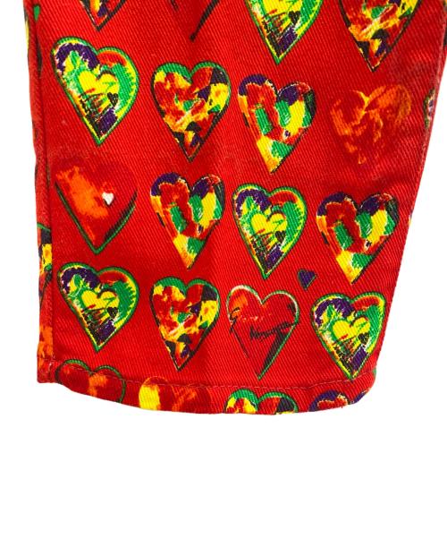 VERSACE（ヴェルサーチ）VERSACE (ヴェルサーチ) 00's ハートプリント ツイルパンツ レッド サイズ:W28の古着・服飾アイテム