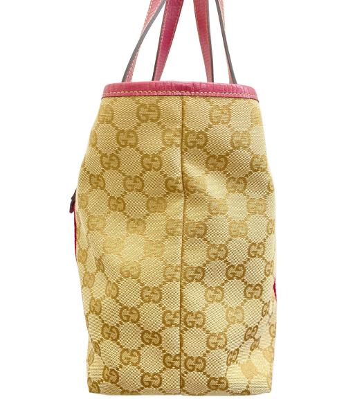 GUCCI（グッチ）GUCCI (グッチ) GGキャンバス シェリーライン ベージュ×ピンクの古着・服飾アイテム