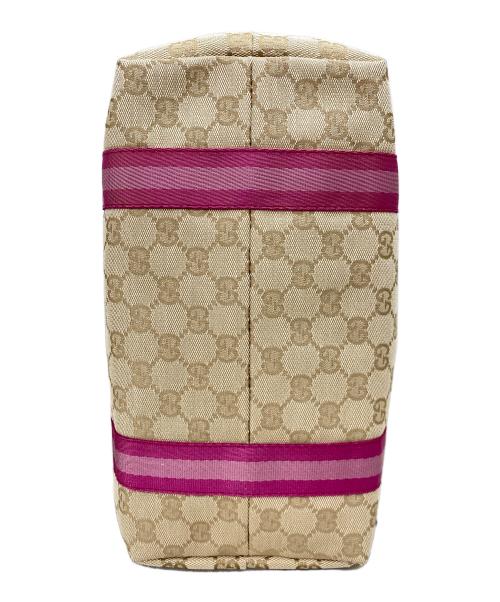 GUCCI（グッチ）GUCCI (グッチ) GGキャンバス シェリーライン ベージュ×ピンクの古着・服飾アイテム