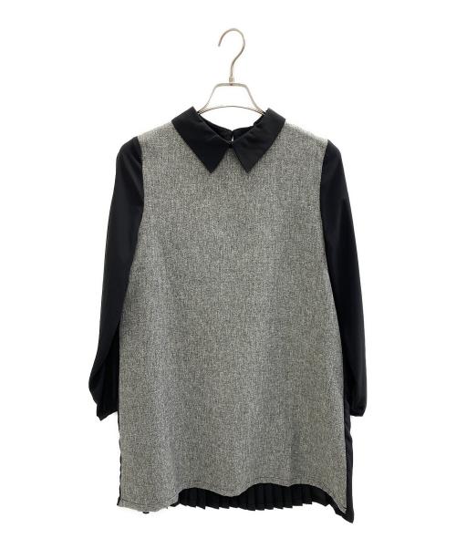 OXFORD（オックスフォード）OXFORD (オックスフォード) 長袖ワンピース グレー×ブラック サイズ:Mの古着・服飾アイテム
