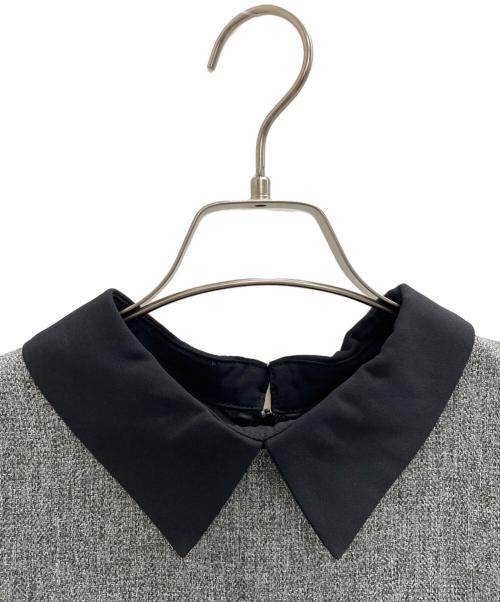 OXFORD（オックスフォード）OXFORD (オックスフォード) 長袖ワンピース グレー×ブラック サイズ:Mの古着・服飾アイテム