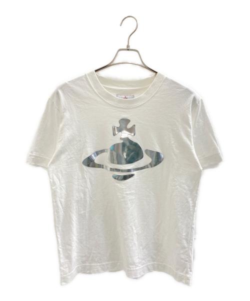 Vivienne Westwood（ヴィヴィアンウエストウッド）Vivienne Westwood (ヴィヴィアンウエストウッド) METAL WATER ORB RELAX T-SHIRT シルバー×ホワイト サイズ:Mの古着・服飾アイテム
