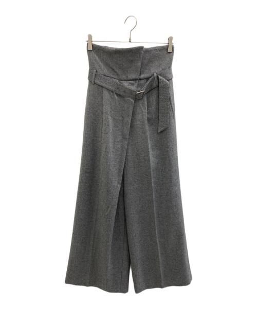 FRAY ID（フレイ アイディー）FRAY ID (フレイ アイディー) スーパーハイウェストベルトラメパンツ ブラック サイズ:1の古着・服飾アイテム