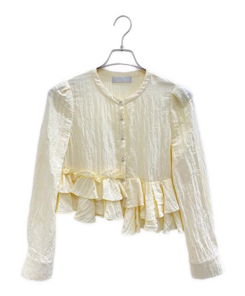 CELFORD（セルフォード）CELFORD (セルフォード) アシンメトリーペプラムフリルブラウス イエロー サイズ:38の古着・服飾アイテム