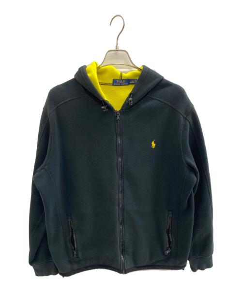 POLO RALPH LAUREN（ポロ・ラルフローレン）POLO RALPH LAUREN (ポロ・ラルフローレン) 裏起毛ジップパーカー ブラック×イエロー サイズ:Lの古着・服飾アイテム