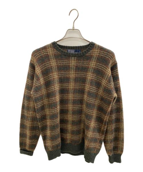 POLO RALPH LAUREN（ポロ・ラルフローレン）POLO RALPH LAUREN (ポロ・ラルフローレン) 厚手ニット ブラウン×グリーン サイズ:Lの古着・服飾アイテム
