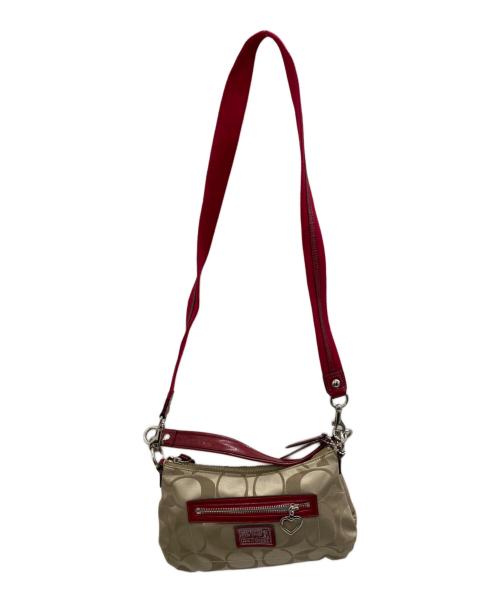 COACH（コーチ）COACH (コーチ) ショルダーバッグ ベージュ×レッドの古着・服飾アイテム